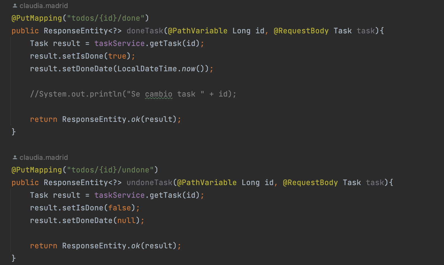 Code of Done-Undone section