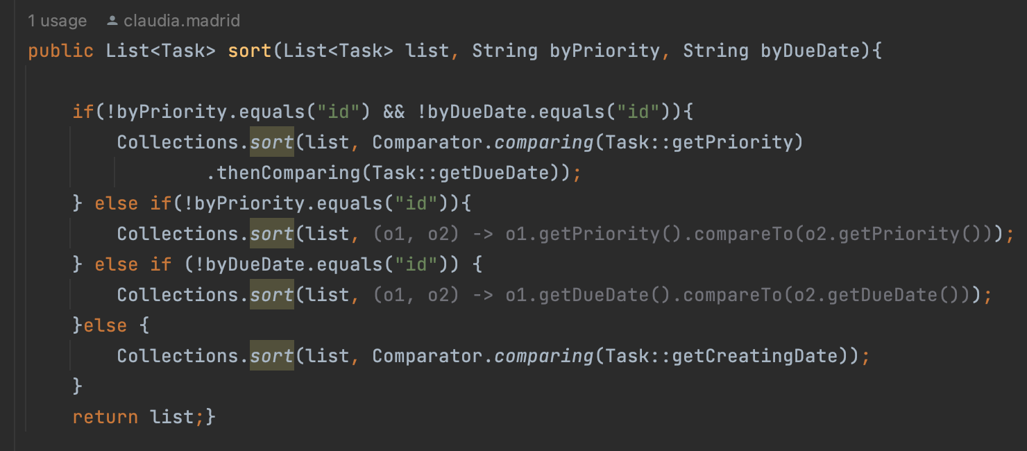 Code of Sort section
